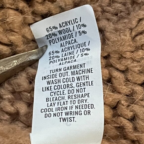 Aerie Wool Blend Oversized Sweater Pink Tan Crewneck Cozy Knit Relaxed Fit - Picture 10 of 10